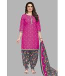 shree jeenmata collection Cotton Printed Kurti With Patiala Women's Stitched Salwar Suit - Pink ( Pack of 1 )