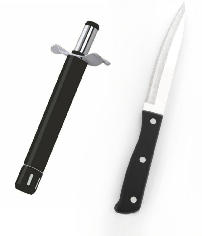     			FIT4CHEF Black Stainless Steel Rivet Knife & Lighter Set ( Set of 2 )