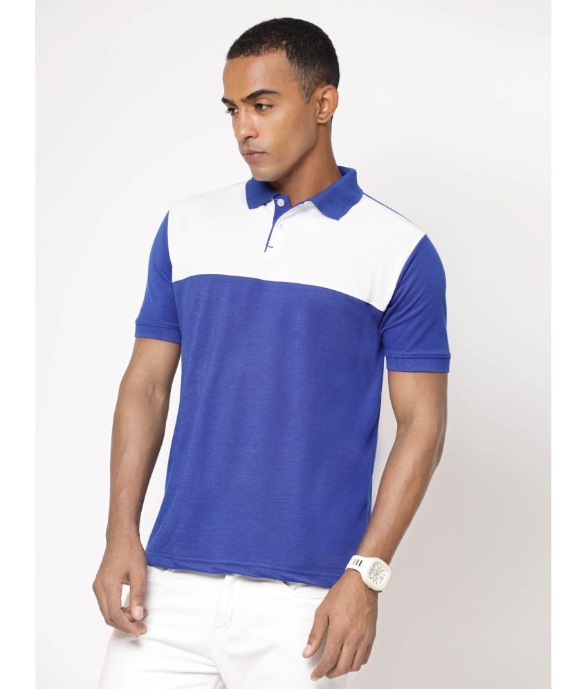     			Fundoo Polyester Slim Fit Colorblock Half Sleeves Men's Polo T Shirt - Blue ( Pack of 1 )
