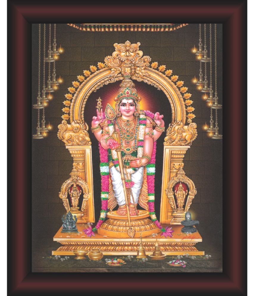     			Saf Lord Ayyappa Swamy Sparkle Coated Digital Print Painting (13.25 inch x 9.25 inch)