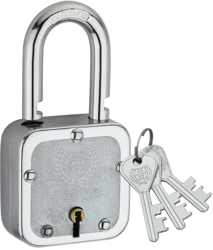     			Harrison Padlocks / Square Padlock 50mm 6 Lever With 3 Keys T-27-0040 Pack of 1/ Mild Steel Material/ Bright Chrome Plated Finish/door lock, shutter lock, godown lock, gate lock