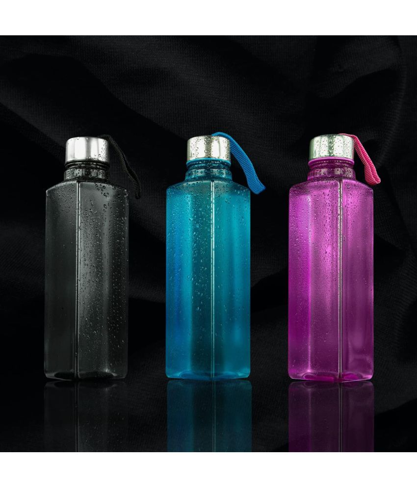     			Kkart Multicolour Plastic Water Bottle 1000 mL ( Set of 3 )