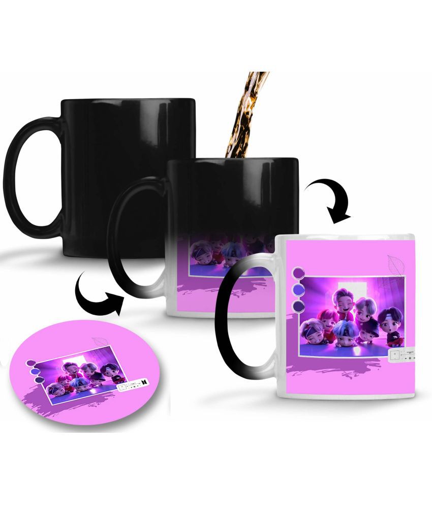     			NH10 DESIGNS BTS Mug & Keychain Multicolor Ceramic Coffee Mug ( Pack of 3 )