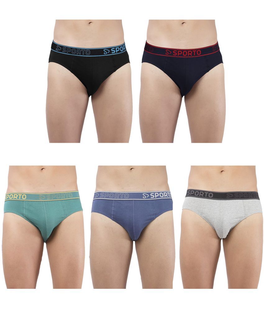     			SPORTO Multicolor Cotton Men's Briefs ( Pack of 5 )