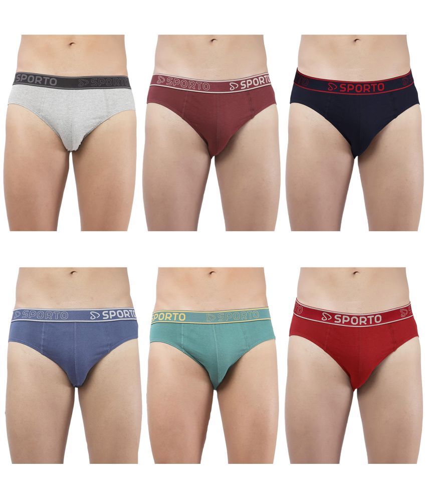     			SPORTO Multicolor Cotton Men's Briefs ( Pack of 6 )