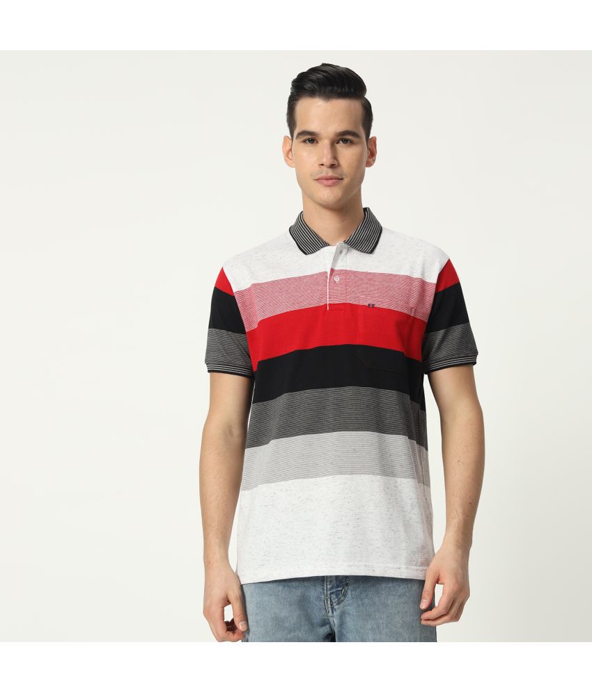     			TAB91 Cotton Blend Regular Fit Striped Half Sleeves Men's Polo T Shirt - Red ( Pack of 1 )