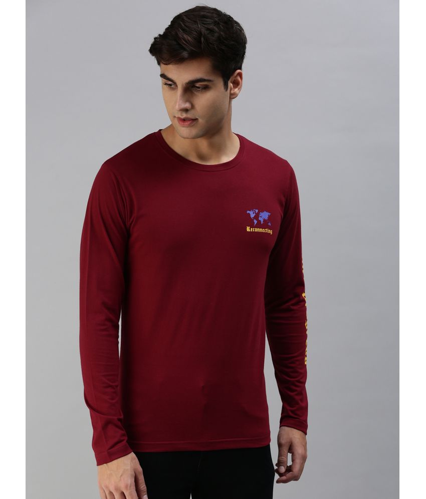     			Veirdo 100% Cotton Regular Fit Printed Full Sleeves Men's T-Shirt - Maroon ( Pack of 1 )