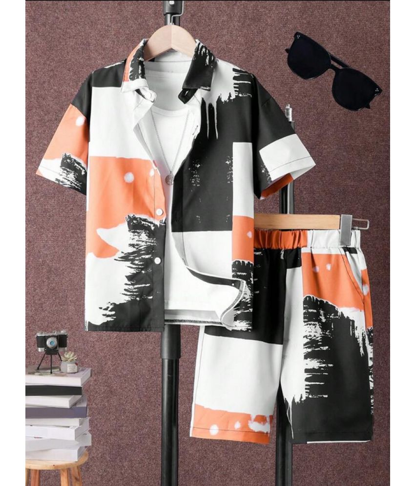     			jashvila Orange Cotton Boys Shirt & Shorts ( Pack of 1 )