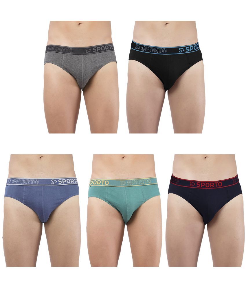     			SPORTO Multicolor Cotton Men's Briefs ( Pack of 5 )