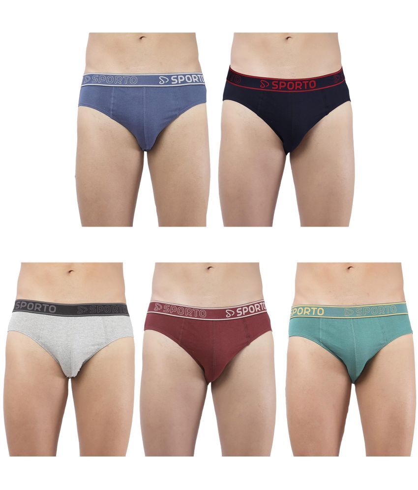     			SPORTO Multicolor Cotton Men's Briefs ( Pack of 5 )