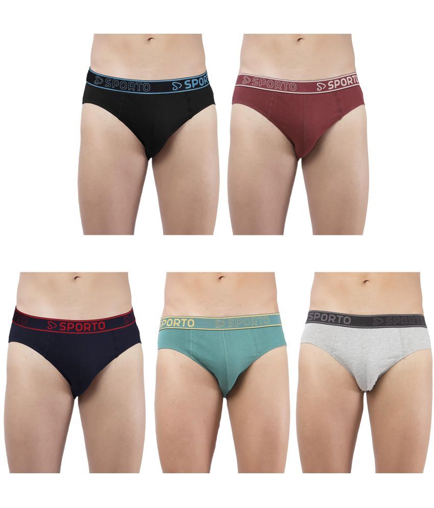     			SPORTO Multicolor Cotton Men's Briefs ( Pack of 5 )