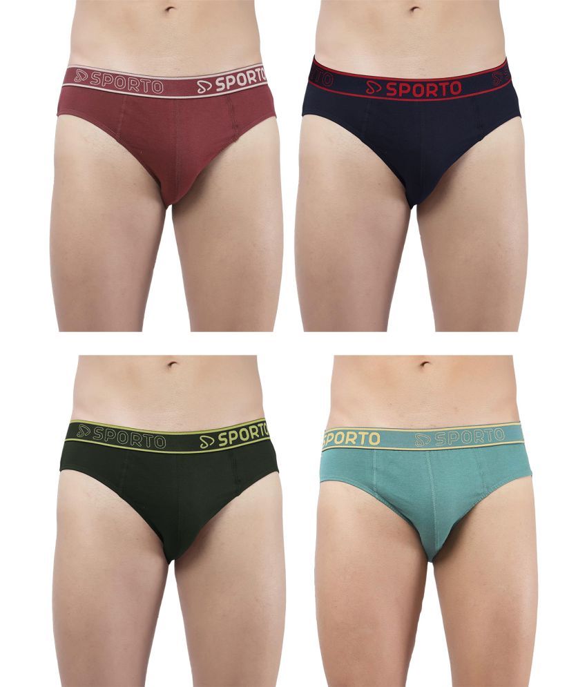     			SPORTO Multicolor Cotton Men's Briefs ( Pack of 4 )