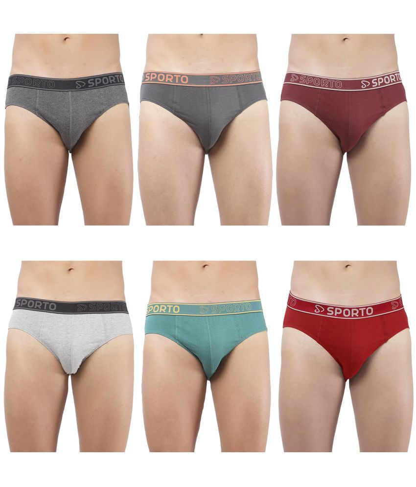     			SPORTO Multicolor Cotton Men's Briefs ( Pack of 6 )