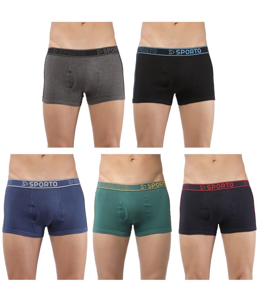     			SPORTO Multicolor Cotton Men's Trunks ( Pack of 5 )