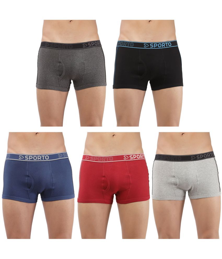     			SPORTO Multicolor Cotton Men's Trunks ( Pack of 5 )