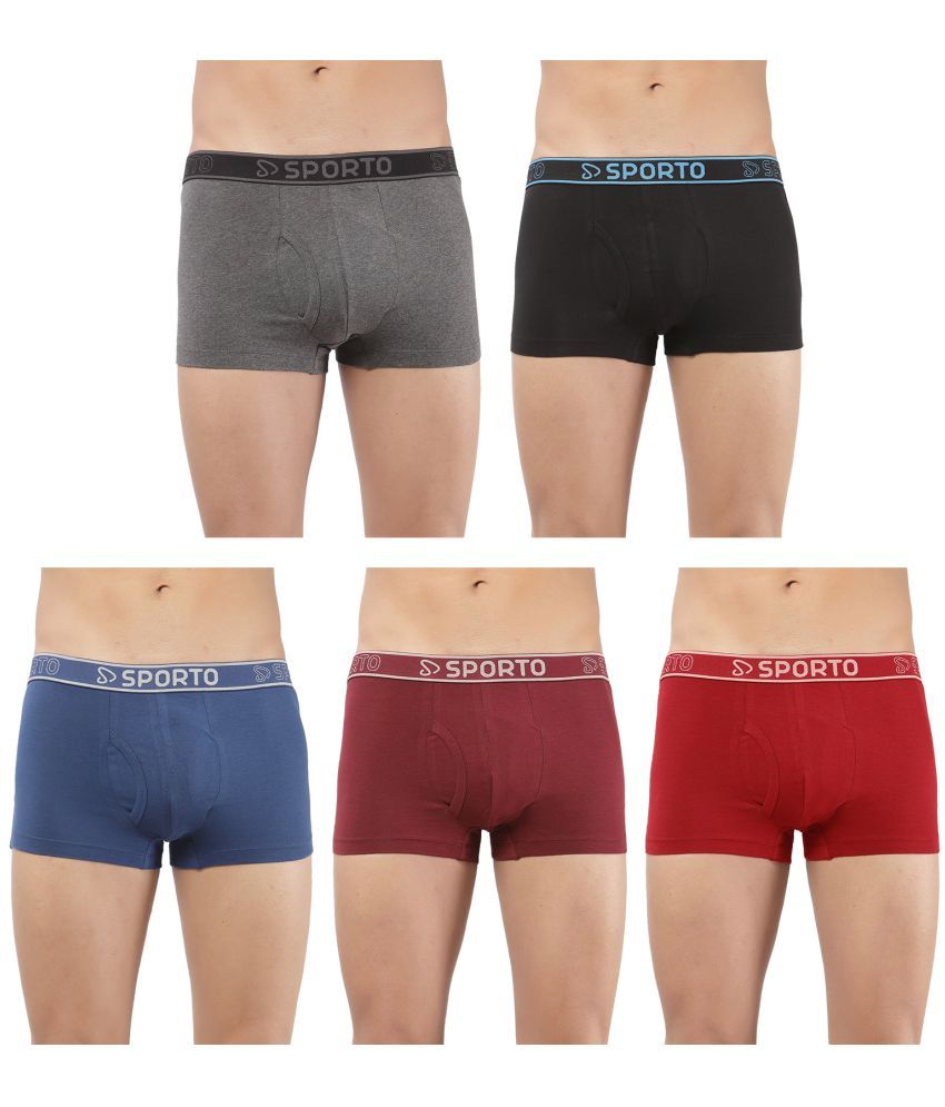     			SPORTO Multicolor Cotton Men's Trunks ( Pack of 5 )