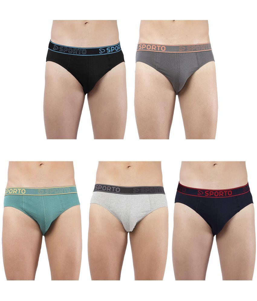     			SPORTO Multicolor Cotton Men's Briefs ( Pack of 5 )