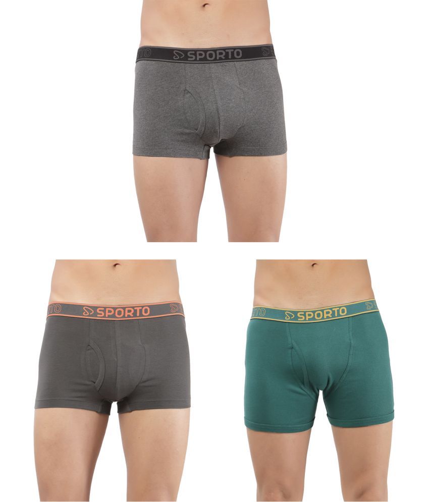     			SPORTO Multicolor Cotton Men's Trunks ( Pack of 3 )