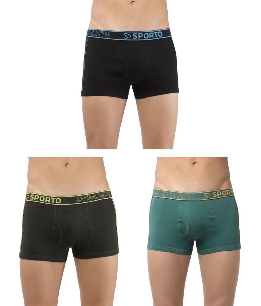     			SPORTO Multicolor Cotton Men's Trunks ( Pack of 3 )