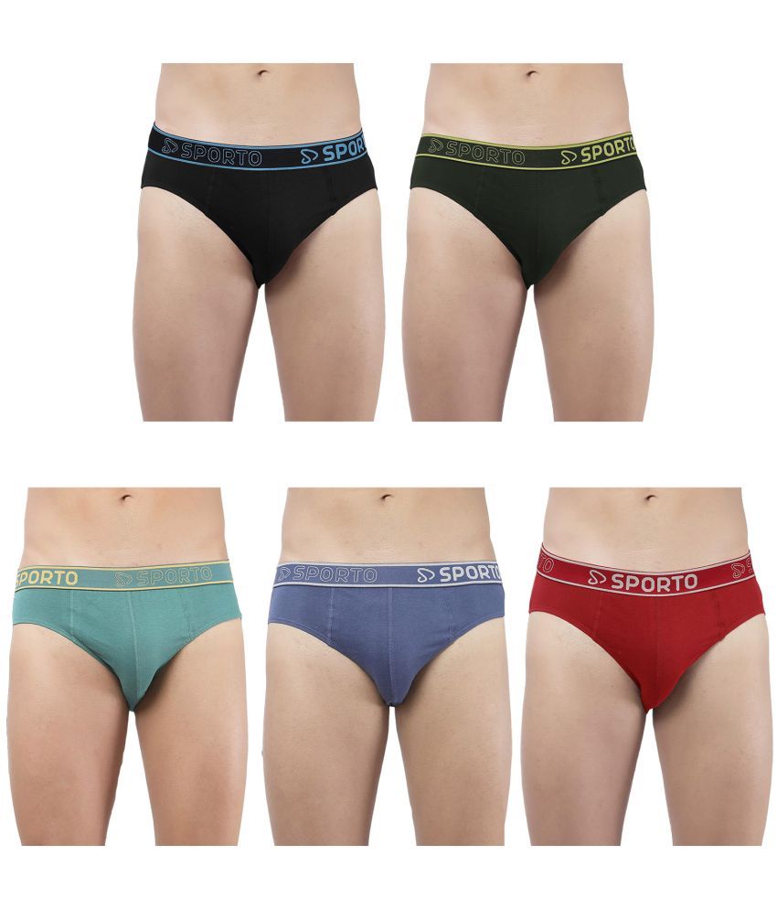     			SPORTO Multicolor Cotton Men's Briefs ( Pack of 5 )