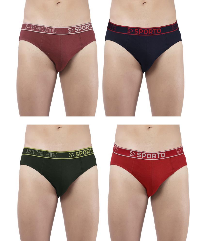     			SPORTO Multicolor Cotton Men's Briefs ( Pack of 4 )