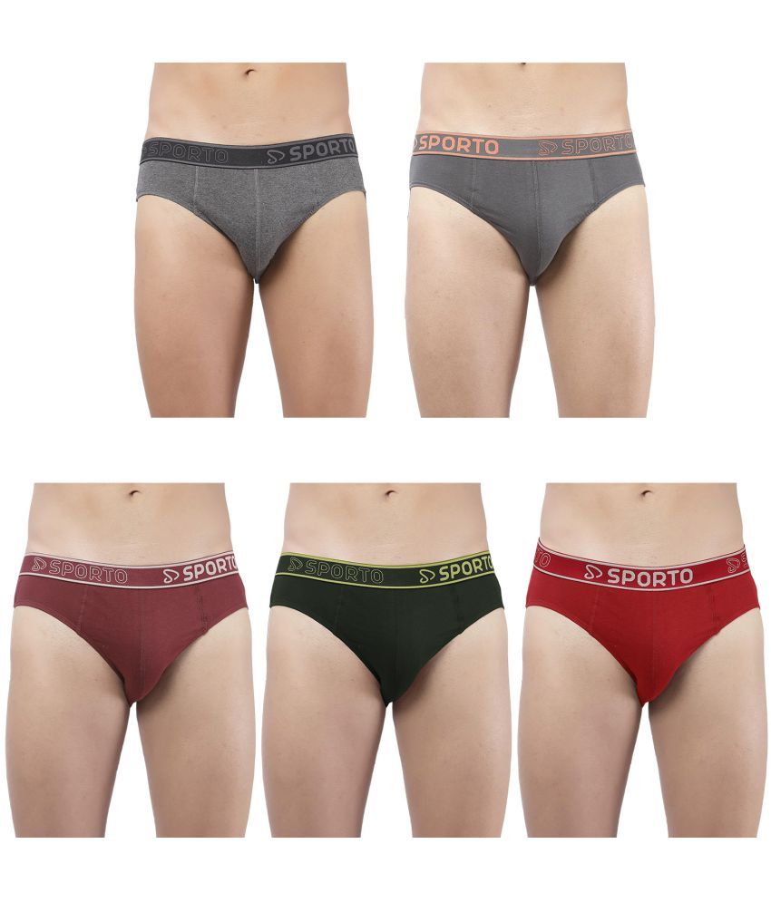     			SPORTO Multicolor Cotton Men's Briefs ( Pack of 5 )