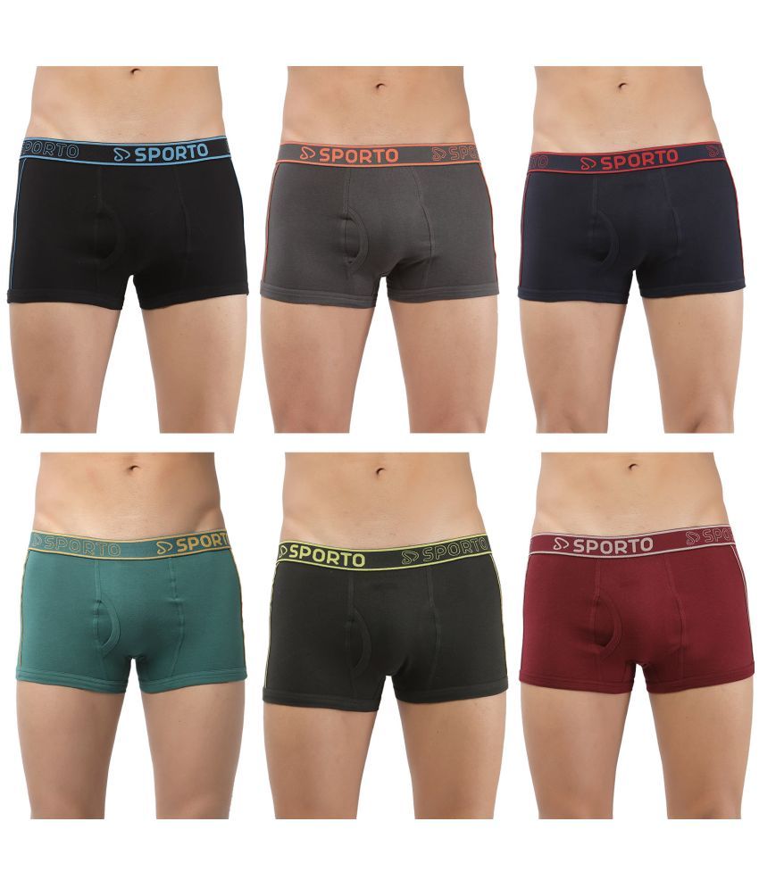     			SPORTO Multicolor Cotton Men's Trunks ( Pack of 6 )