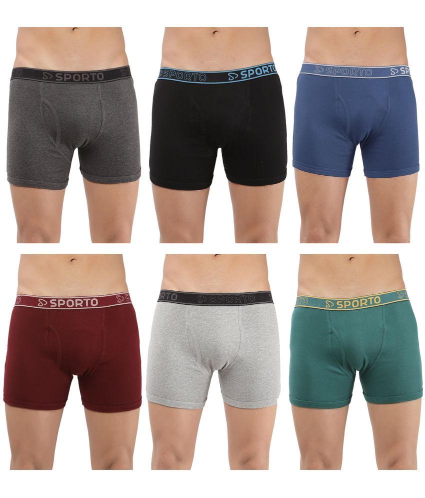     			SPORTO Multicolor Cotton Men's Trunks ( Pack of 6 )