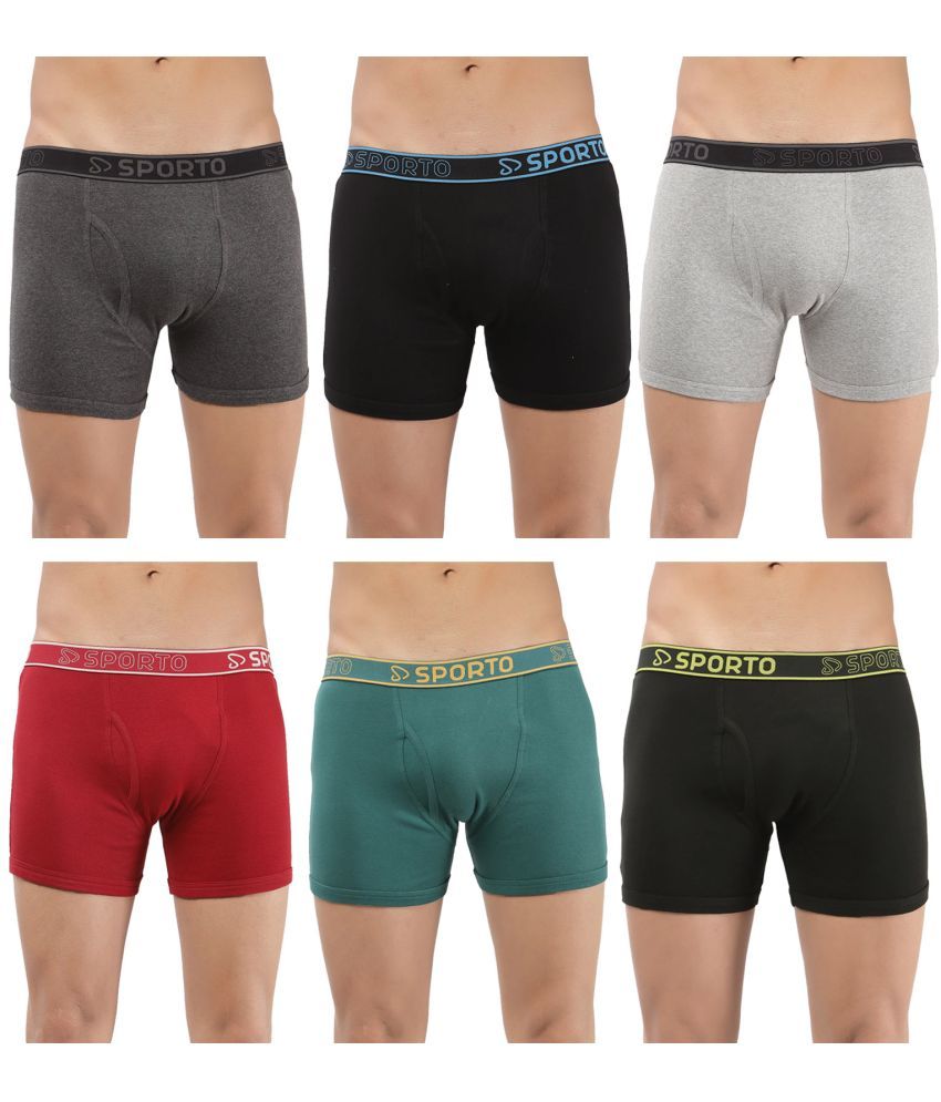     			SPORTO Multicolor Cotton Men's Trunks ( Pack of 6 )