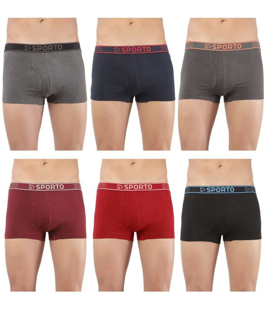     			SPORTO Multicolor Cotton Men's Trunks ( Pack of 6 )