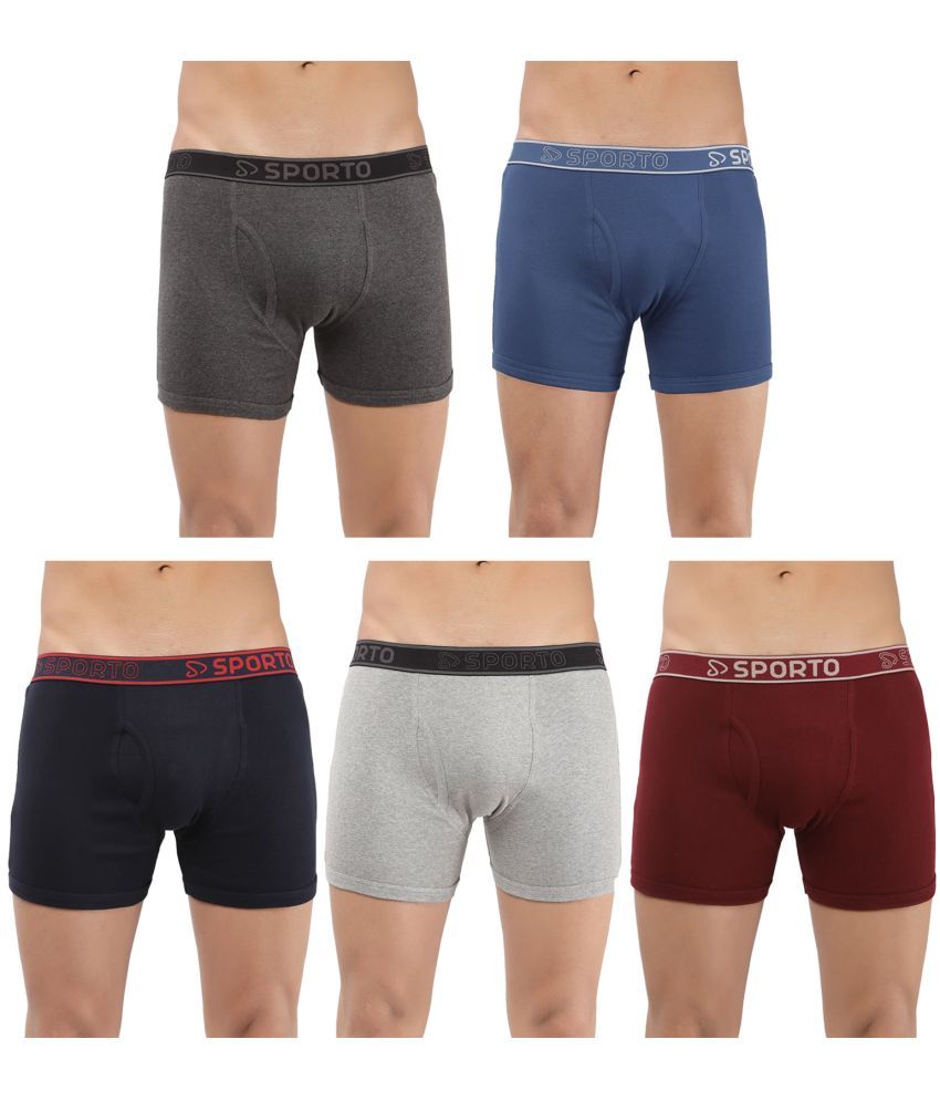     			SPORTO Multicolor Cotton Men's Trunks ( Pack of 5 )