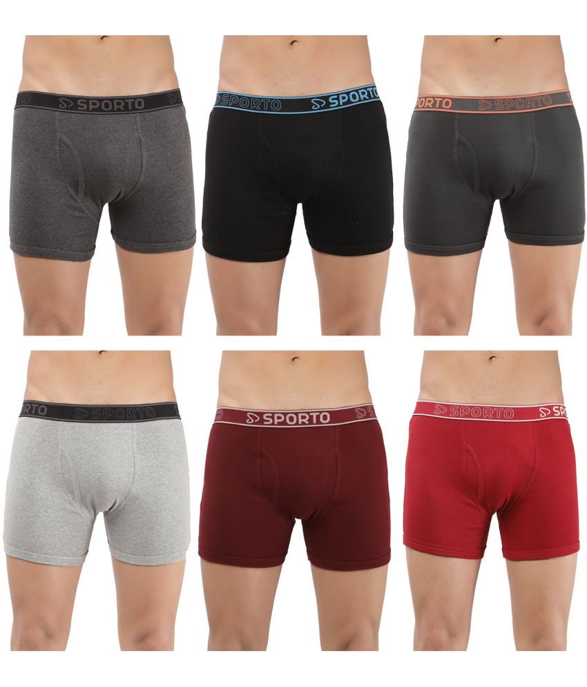     			SPORTO Multicolor Cotton Men's Trunks ( Pack of 6 )