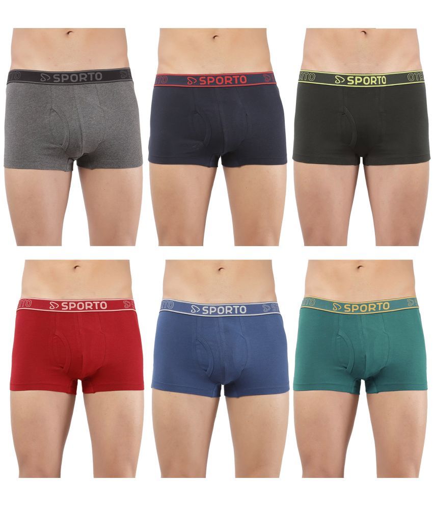     			SPORTO Multicolor Cotton Men's Trunks ( Pack of 6 )