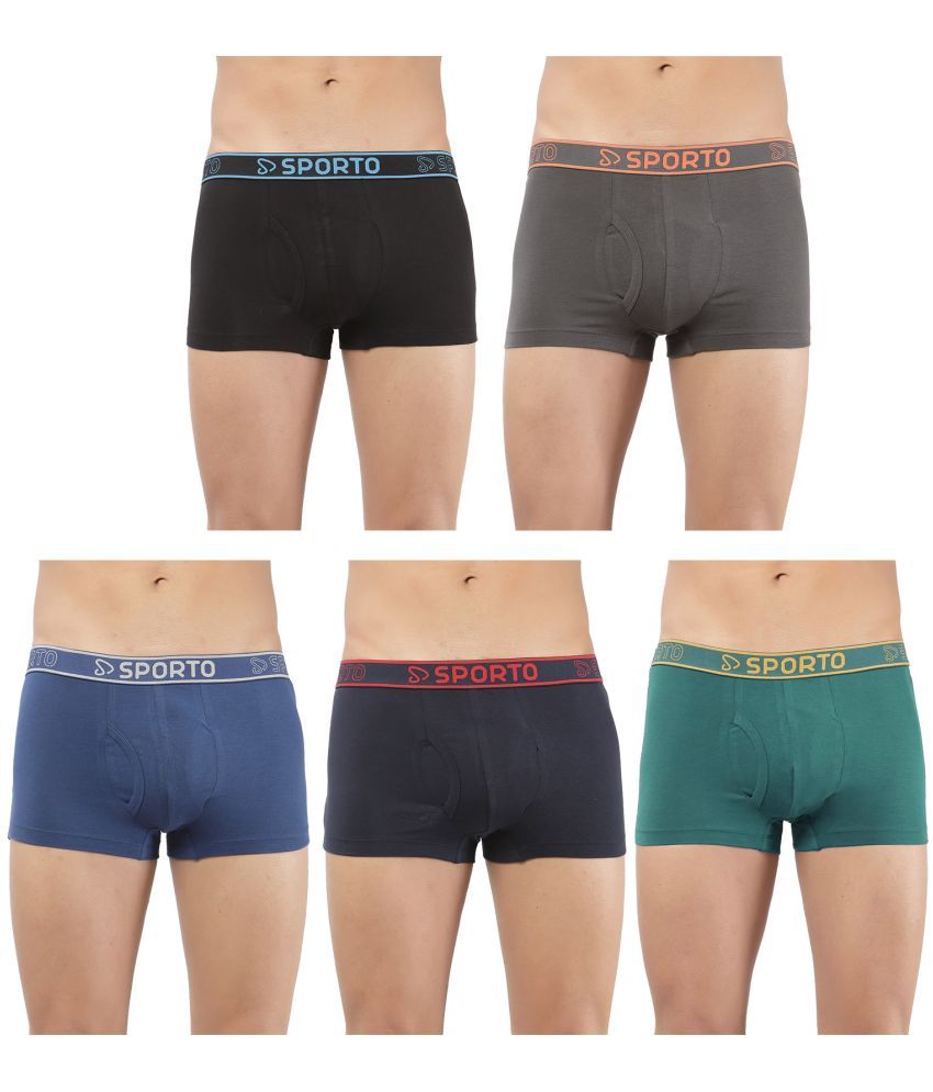     			SPORTO Multicolor Cotton Men's Trunks ( Pack of 5 )