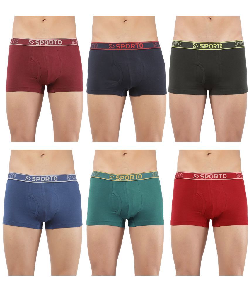     			SPORTO Multicolor Cotton Men's Trunks ( Pack of 6 )