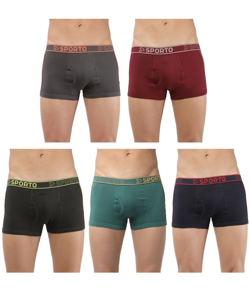     			SPORTO Multicolor Cotton Men's Trunks ( Pack of 5 )