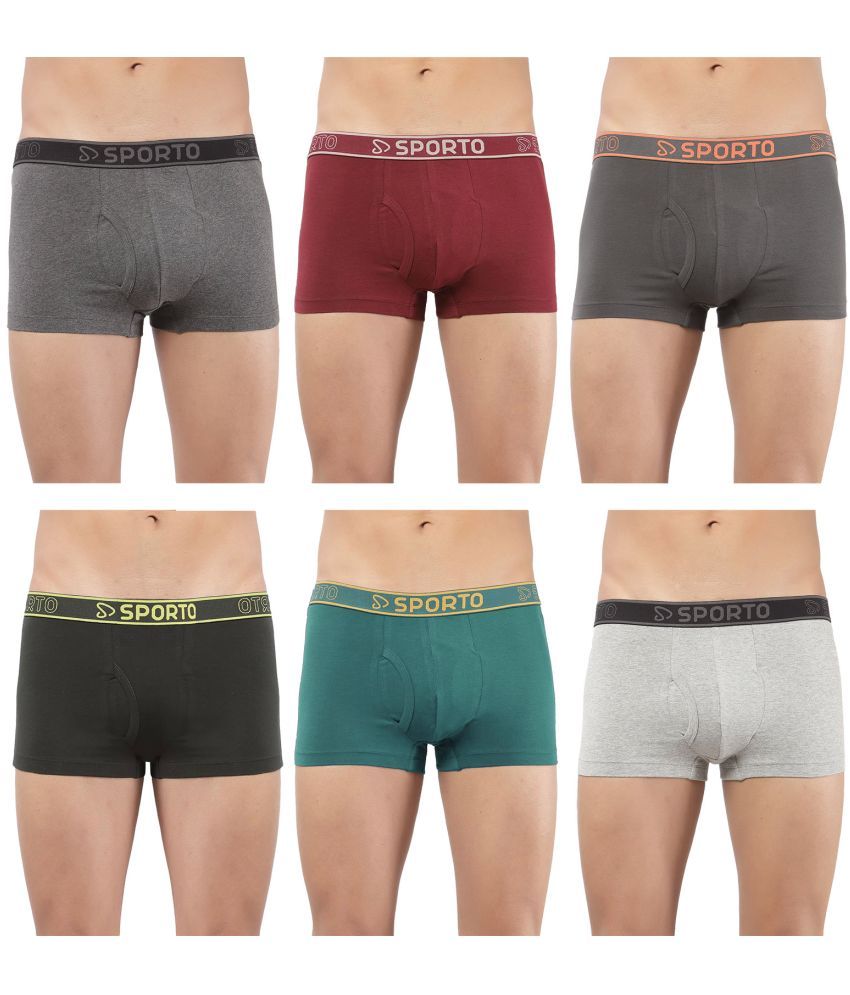     			SPORTO Multicolor Cotton Men's Trunks ( Pack of 6 )