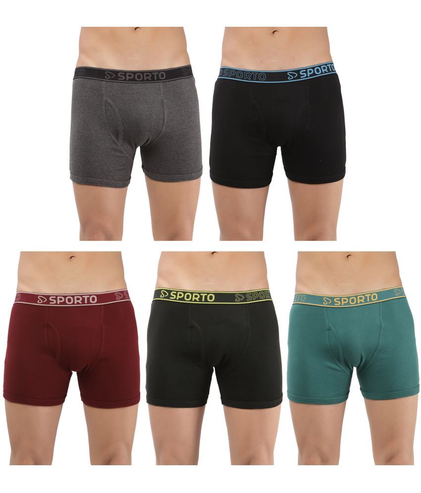     			SPORTO Multicolor Cotton Men's Trunks ( Pack of 5 )