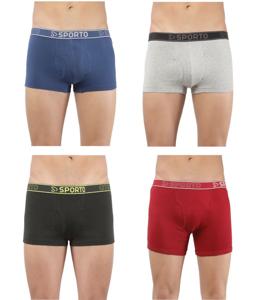     			SPORTO Multicolor Cotton Men's Trunks ( Pack of 4 )