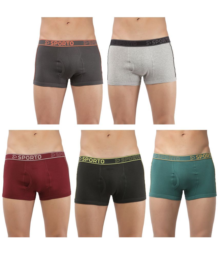     			SPORTO Multicolor Cotton Men's Trunks ( Pack of 5 )