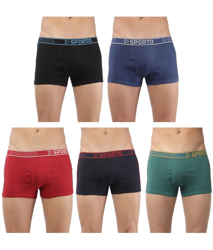     			SPORTO Multicolor Cotton Men's Trunks ( Pack of 5 )