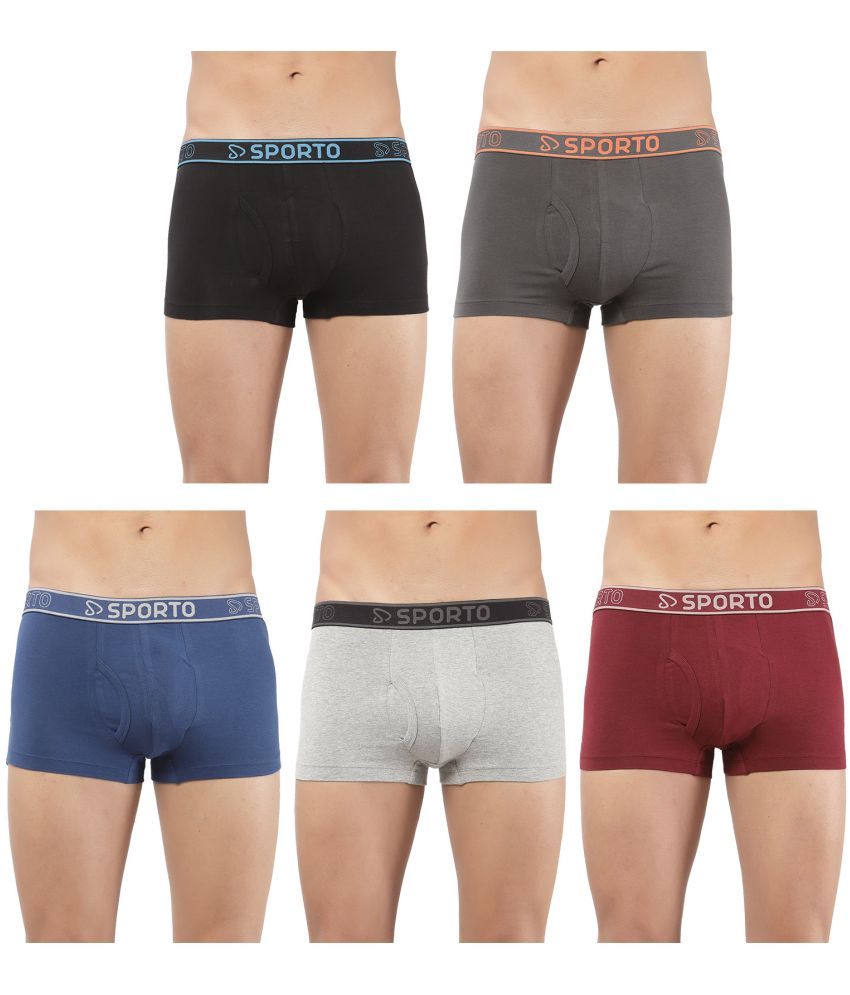     			SPORTO Multicolor Cotton Men's Trunks ( Pack of 5 )