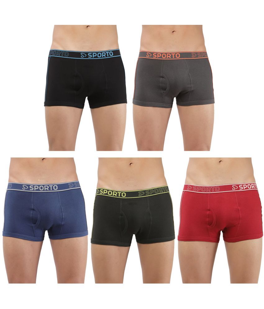     			SPORTO Multicolor Cotton Men's Trunks ( Pack of 5 )