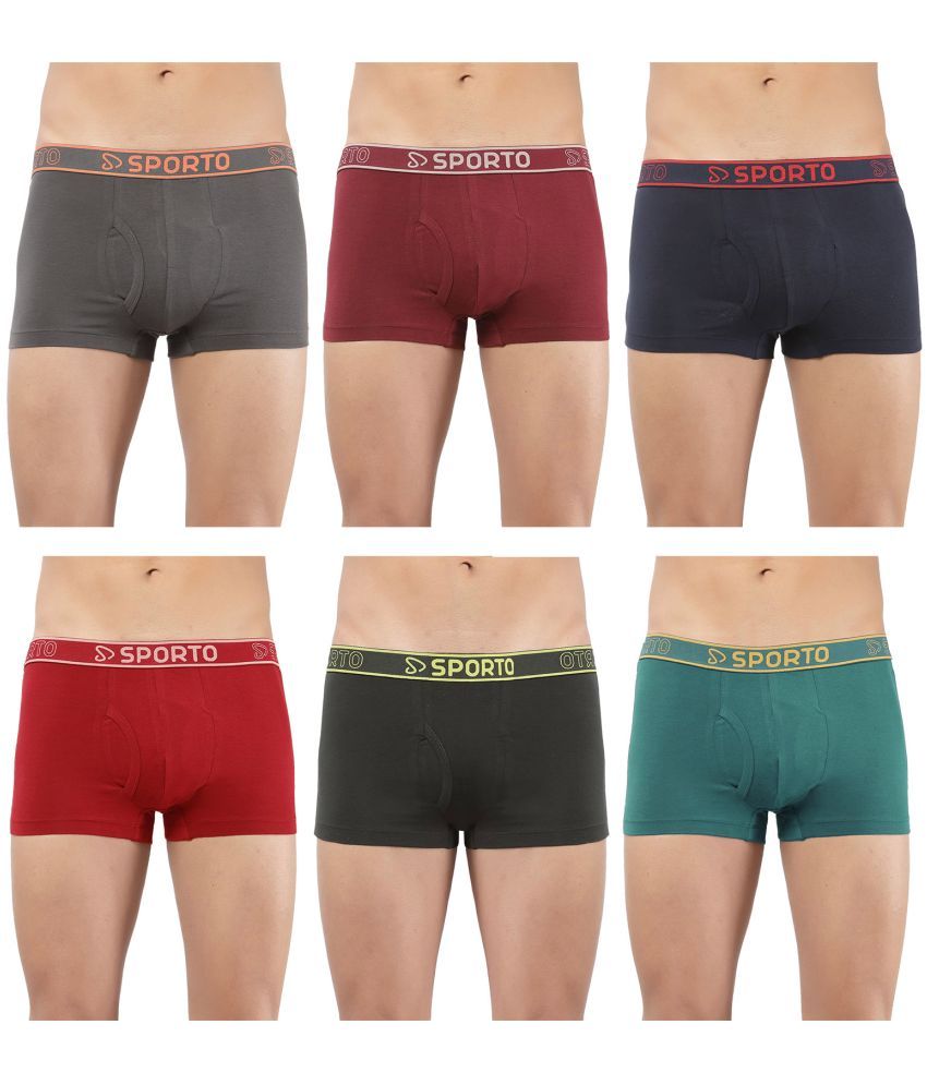     			SPORTO Multicolor Cotton Men's Trunks ( Pack of 6 )