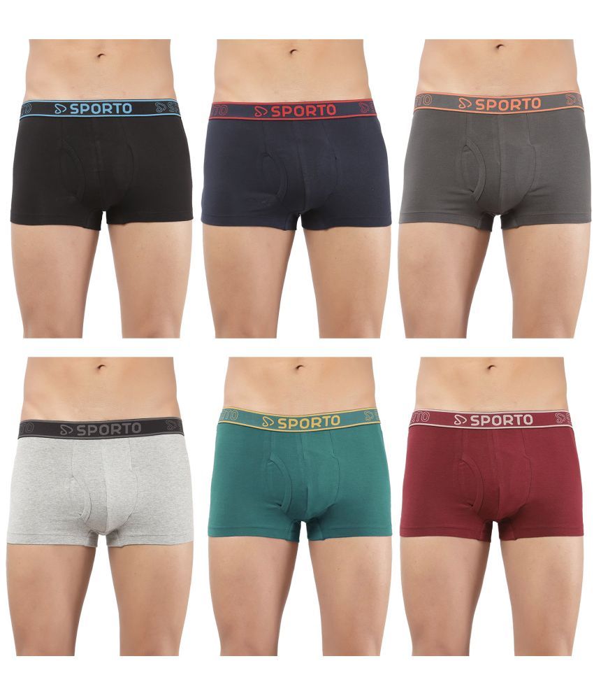     			SPORTO Multicolor Cotton Men's Trunks ( Pack of 6 )