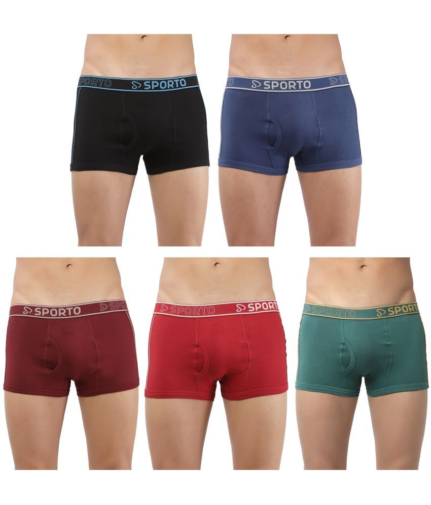     			SPORTO Multicolor Cotton Men's Trunks ( Pack of 5 )