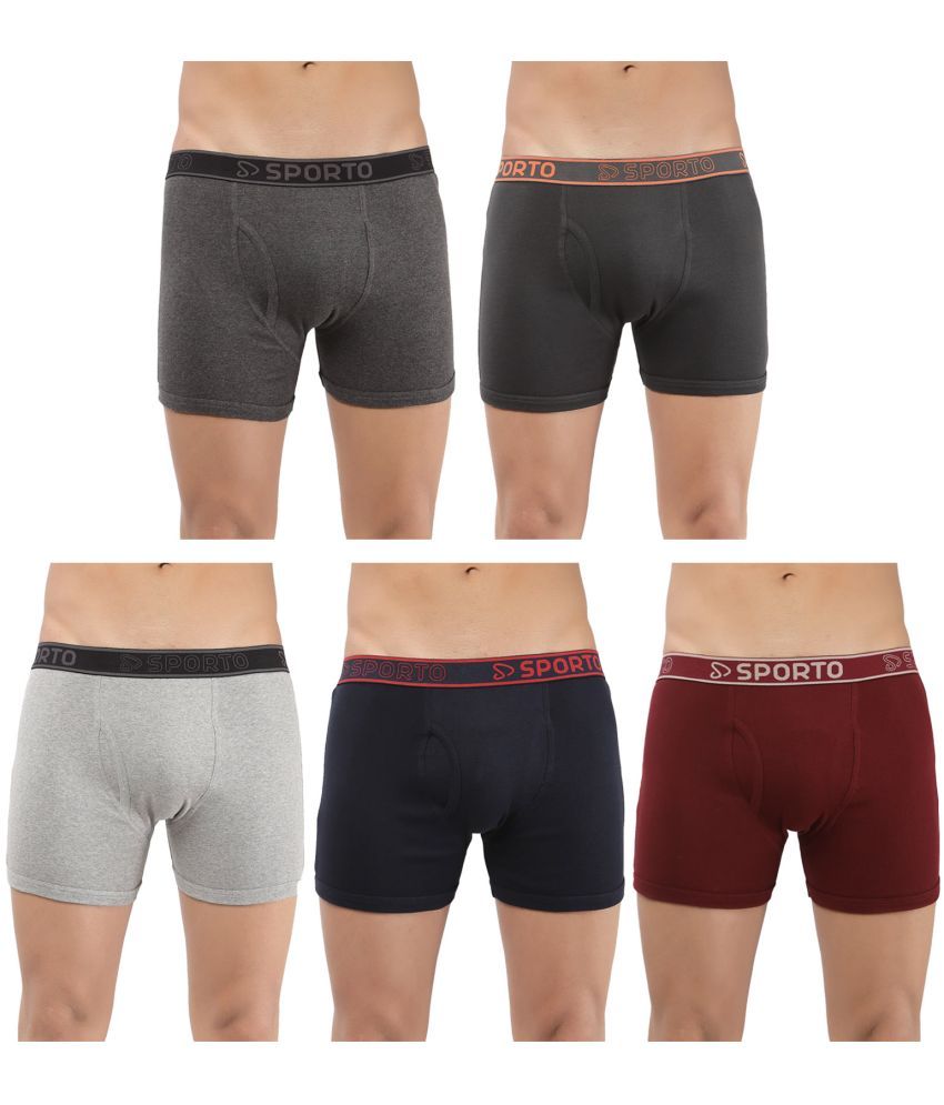     			SPORTO Multicolor Cotton Men's Trunks ( Pack of 5 )