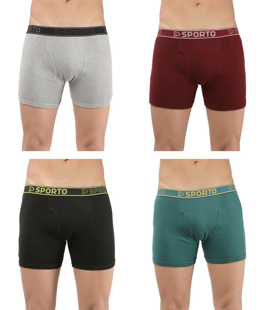     			SPORTO Multicolor Cotton Men's Trunks ( Pack of 4 )