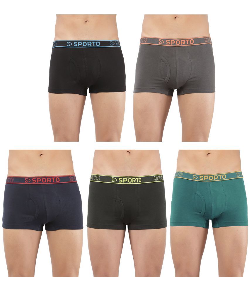     			SPORTO Multicolor Cotton Men's Trunks ( Pack of 5 )