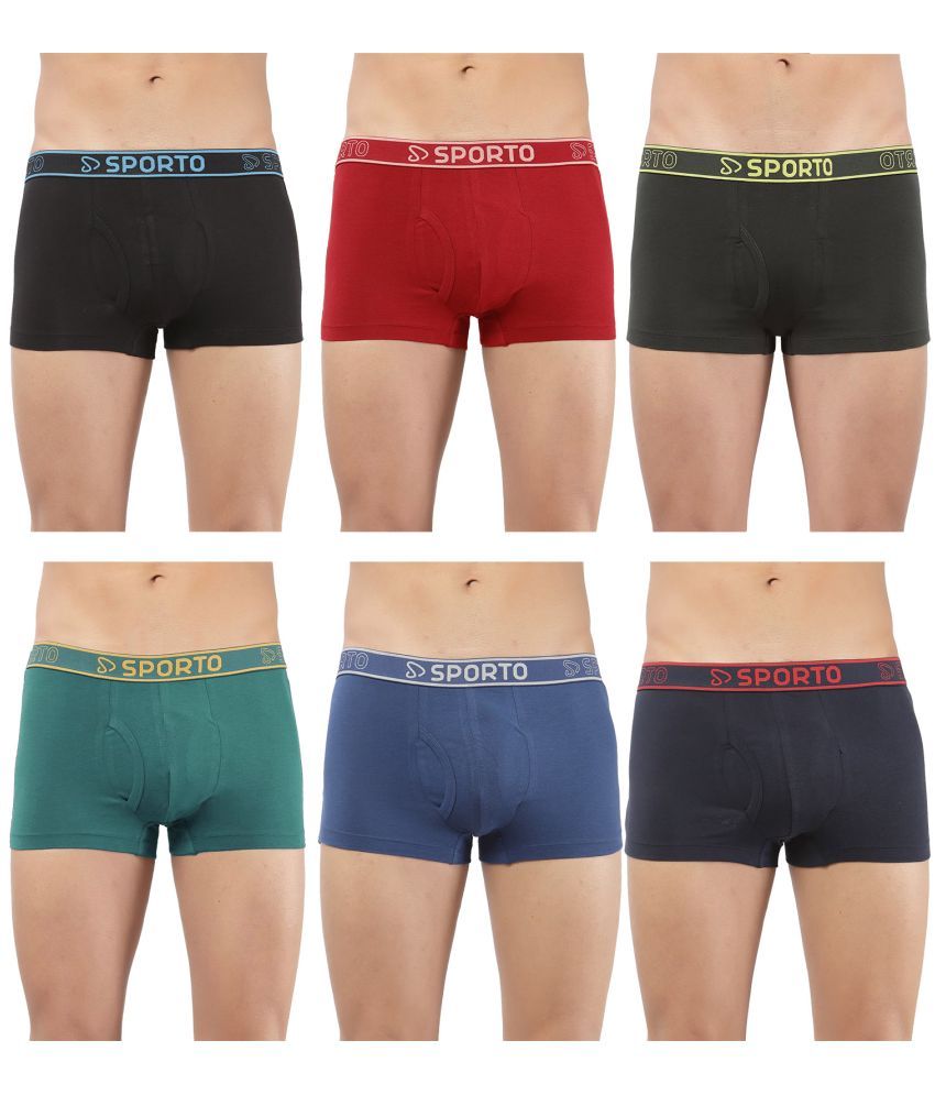     			SPORTO Multicolor Cotton Men's Trunks ( Pack of 6 )